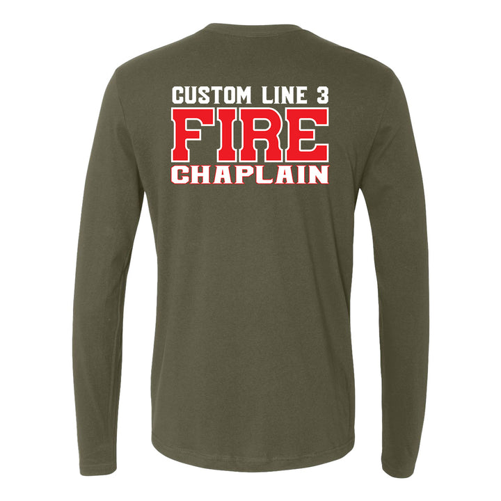 Personalized Fire Chaplain long sleeve tee – red and white design