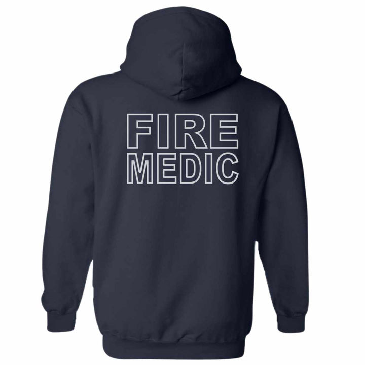 Custom-designed Fire Medic Hoodie with a comfortable fit and heavy-duty fabric.
