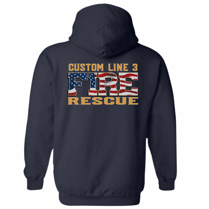 Premium Fire Rescue Custom Hoodie designed for firefighters and EMTs.