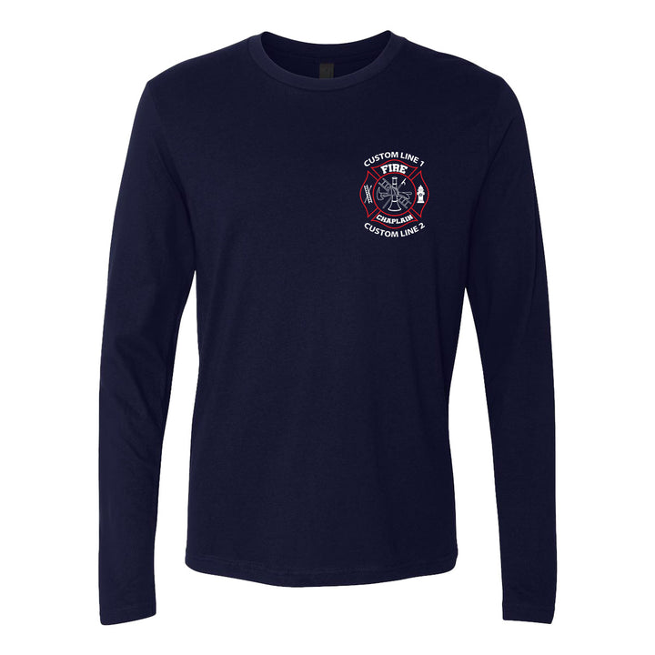 Red and white Fire Chaplain premium long sleeve – personalized chaplain gear
