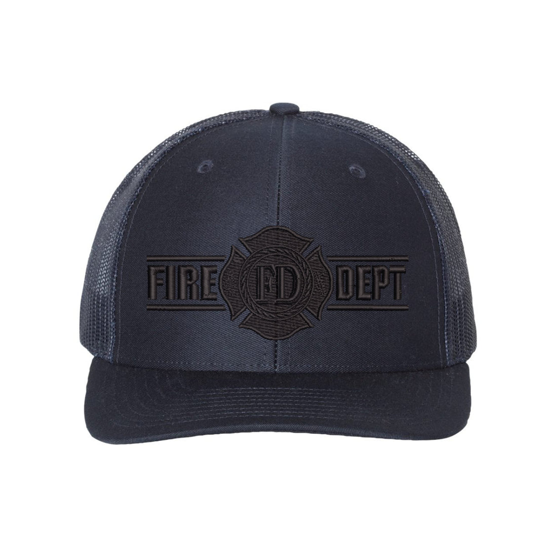 All-black firefighter snapback with fire dept emblem