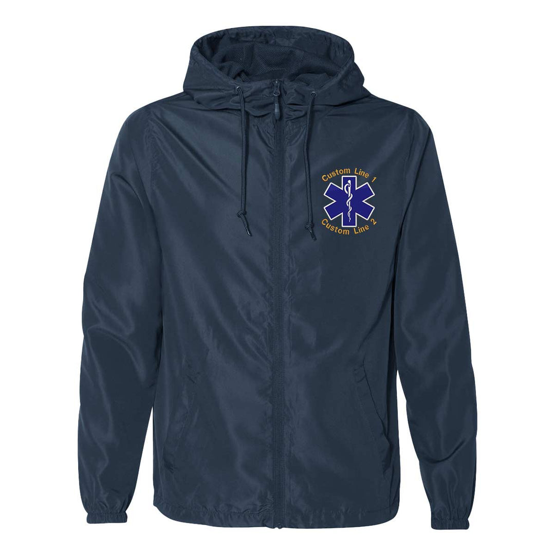Lightweight windbreaker jacket for EMS featuring Star of Life embroidery, designed for comfort and protection from the elements.