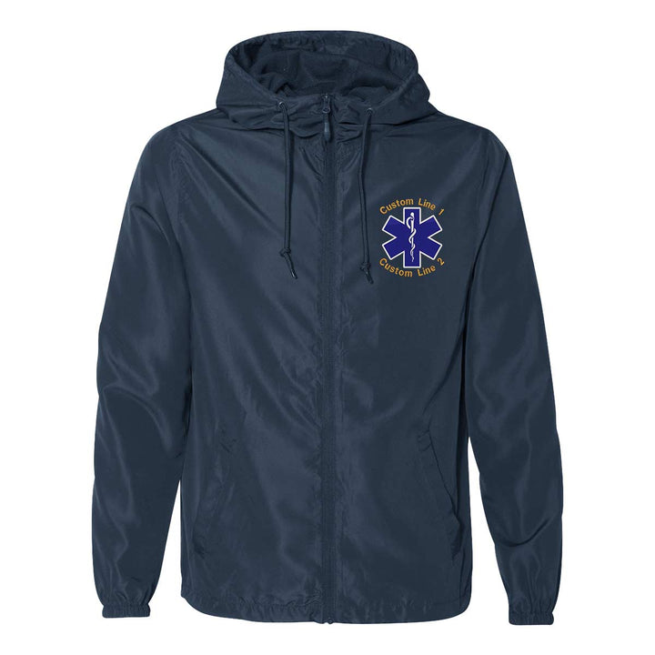 Lightweight windbreaker jacket for EMS featuring Star of Life embroidery, designed for comfort and protection from the elements.