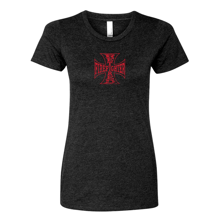 Retired Firefighter Cross Women's Crew Neck Shirt in black