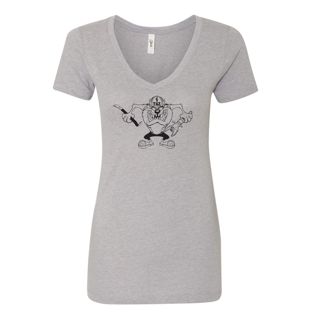 FFC 343 Crazy Taz Premium Women's V-Neck Shirt in Heather Grey