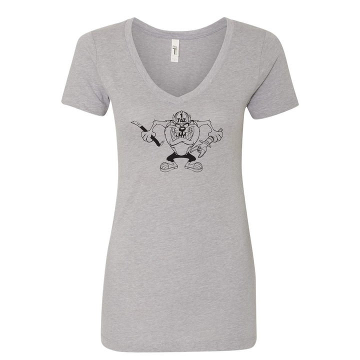 FFC 343 Crazy Taz Premium Women's V-Neck Shirt in Heather Grey