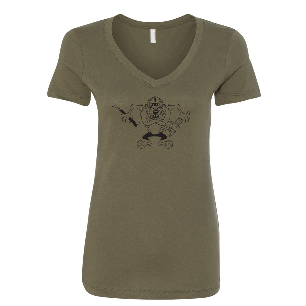 FFC 343 Crazy Taz Premium Women's V-Neck Shirt in Military Green