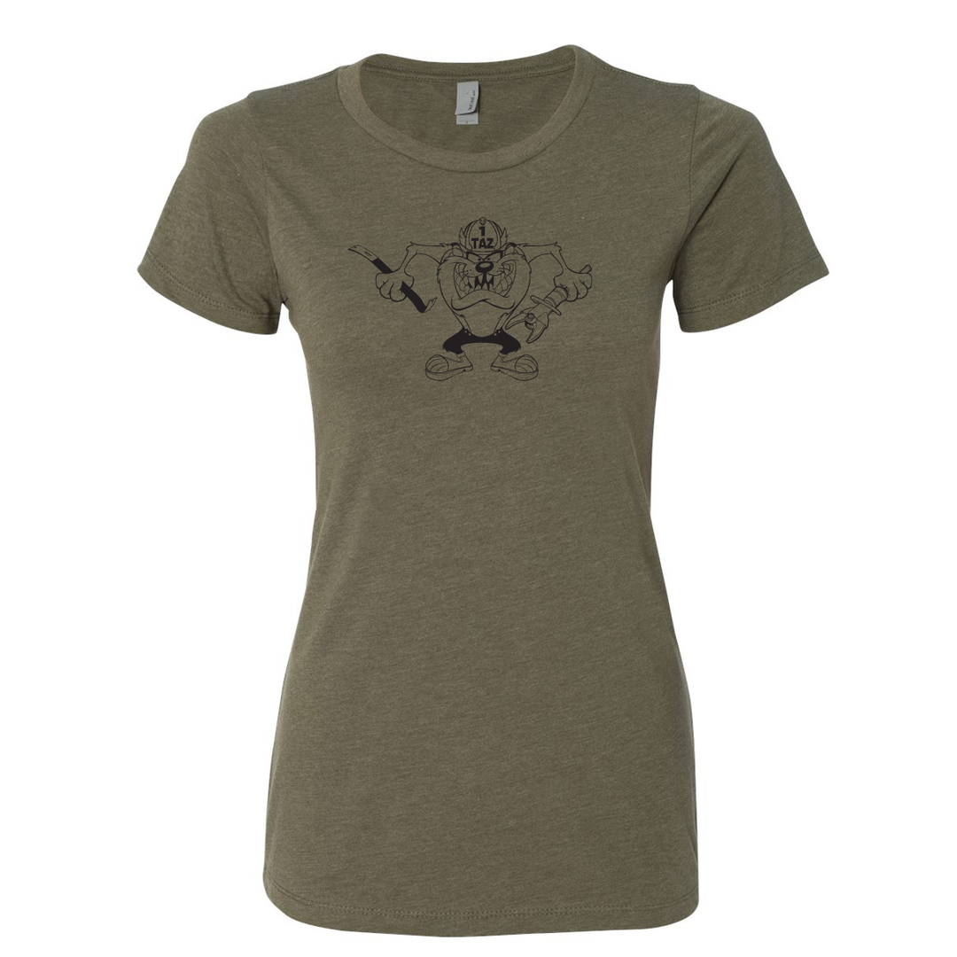 Military Green FFC 343 Crazy Taz Premium Women's Crew Neck Shirt