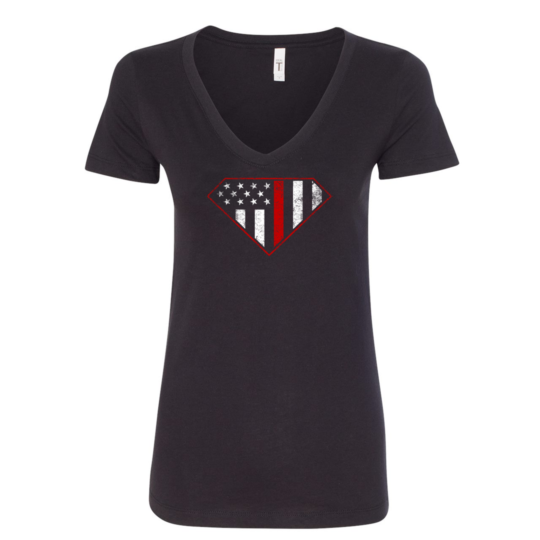 Red Line Superwoman Women's V-Neck Shirt in black