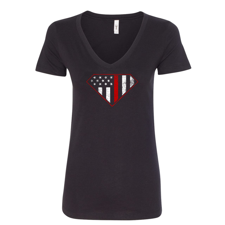 Red Line Superwoman Women's V-Neck Shirt in black
