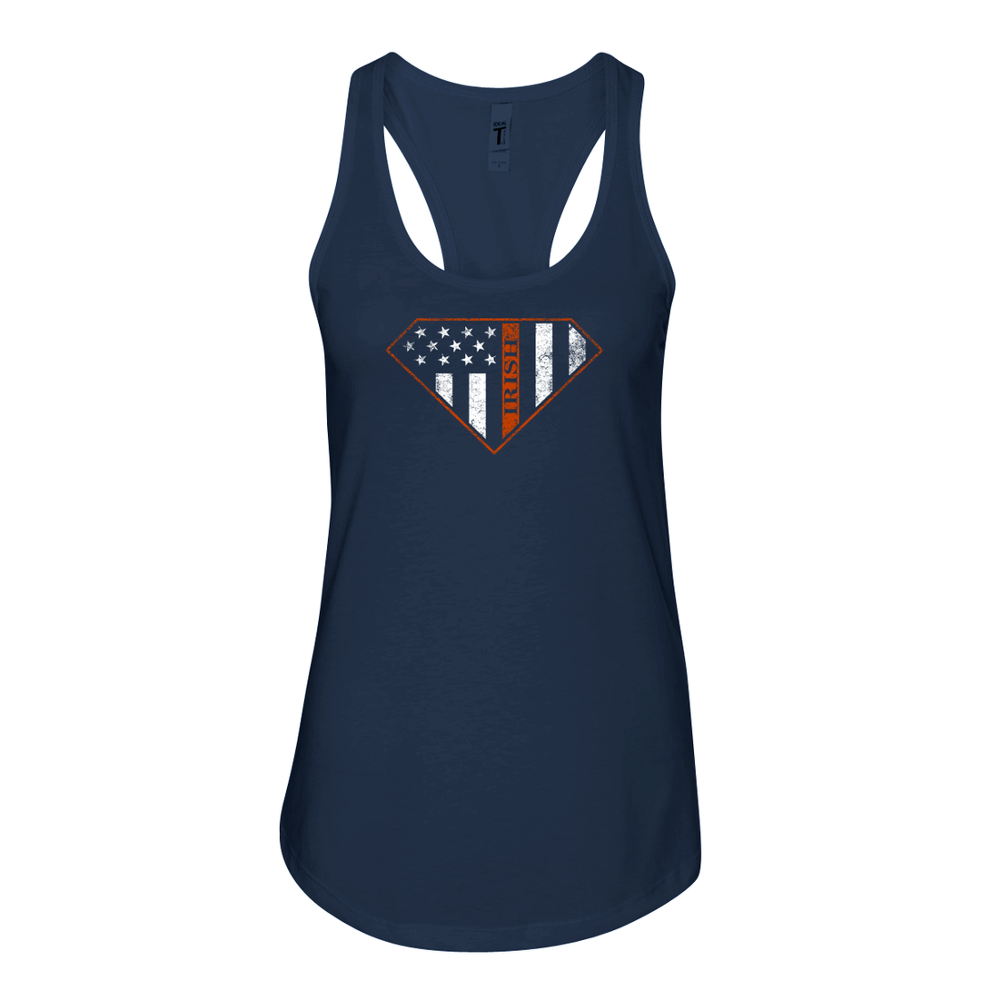 Irish Superwoman Women's Racerback Tank in navy