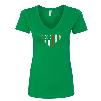 Irish Superwoman Women's V-Neck Shirt in Green