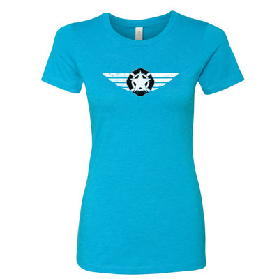It's Black and White Maltese Women's Crew Neck Shirt in turquoise blue