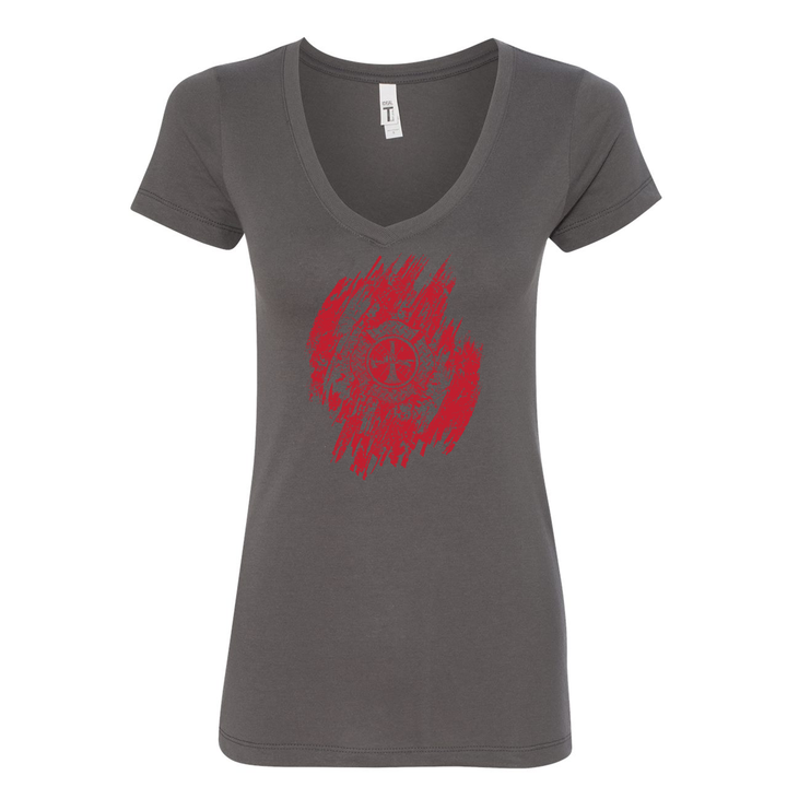 FFC 343 It Get's Messy Maltese Women's V-Neck Shirt in grey