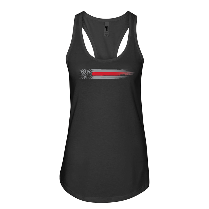 Black FFC 343 Thin Red Line Stars & Stripes Women's Racerback Tank