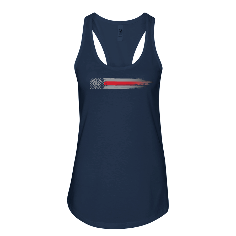 Navy FFC 343 Thin Red Line Stars & Stripes Women's Racerback Tank