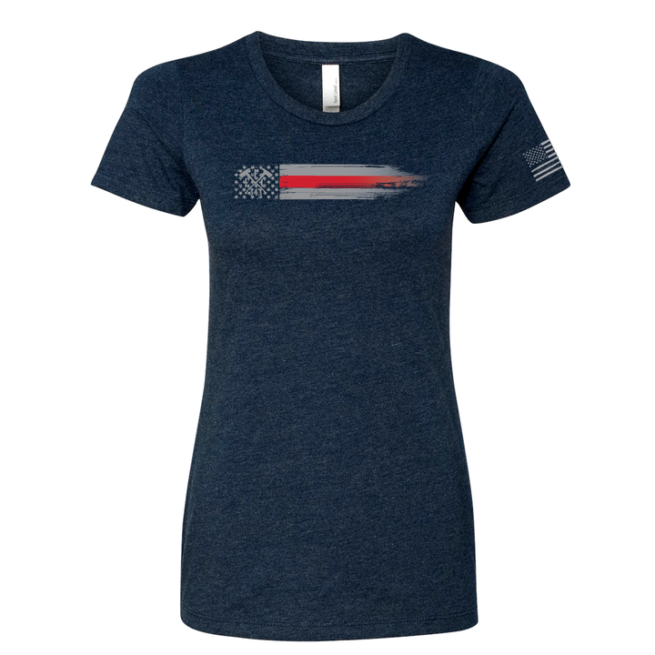 FFC 343 Thin Red Line Stars & Stripes Women's Crew Neck Shirt in navy