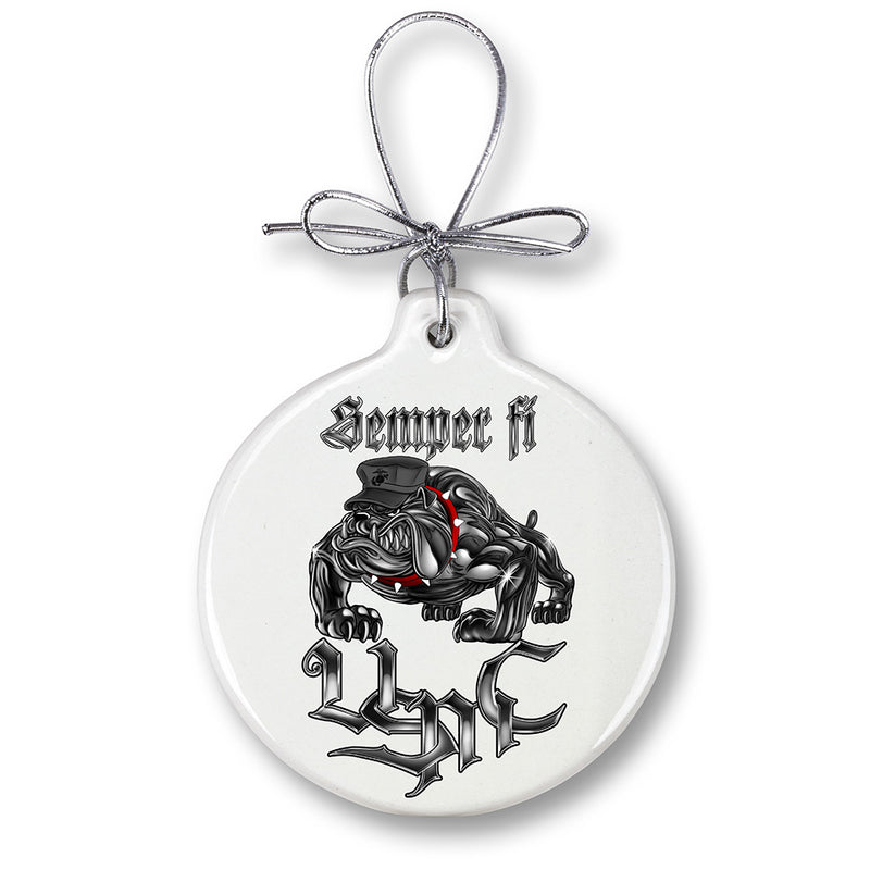 Sempri Fi Chrome Dog Marine Corps Ornament