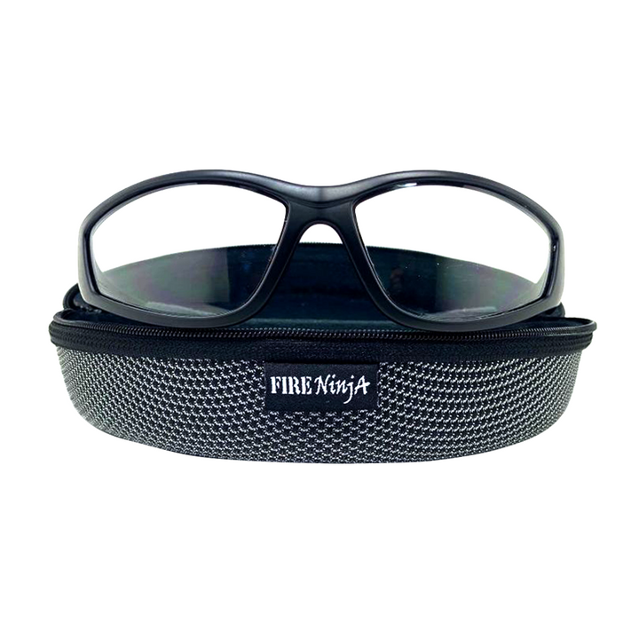 Red & Black ULTRAFLEX (CLEAR) Safety Glasses EYE PROTECTION with Hard Case