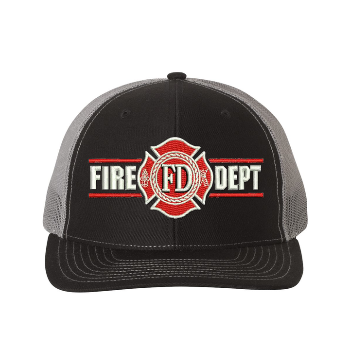 Fire Dept trucker hat with Maltese emblem