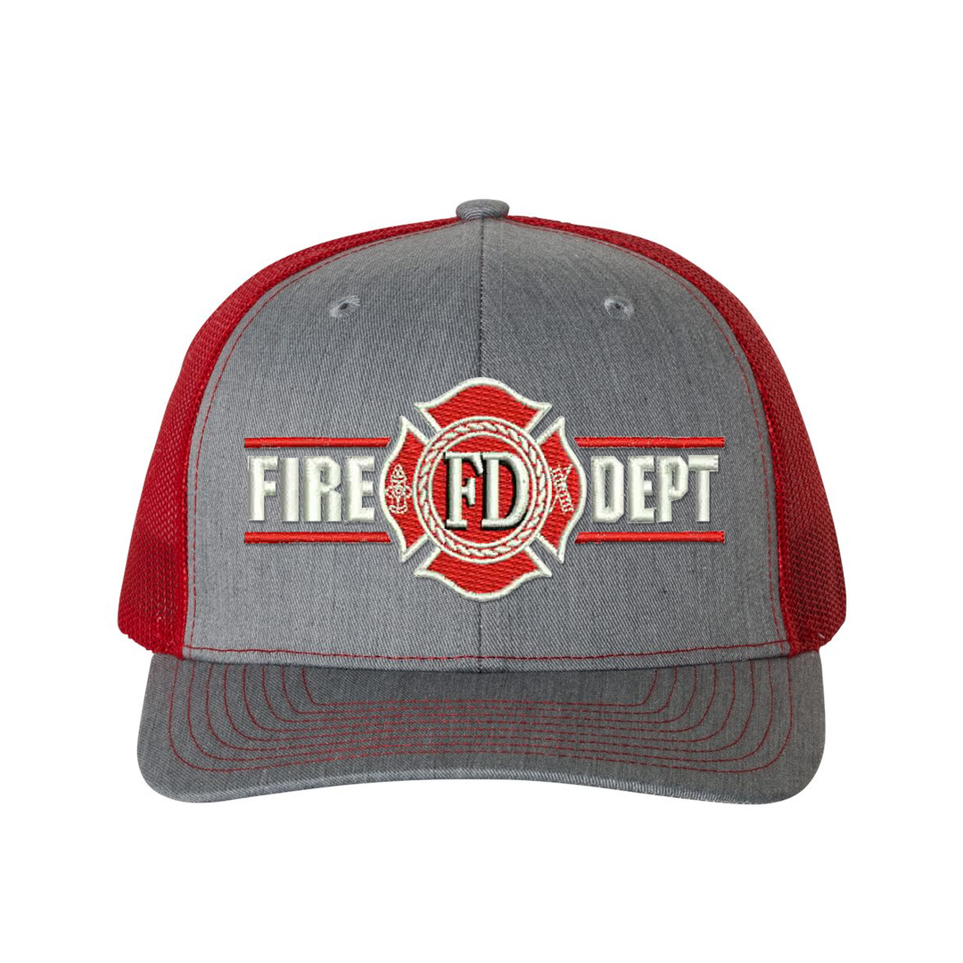 Black Maltese cross Fire Dept trucker cap
