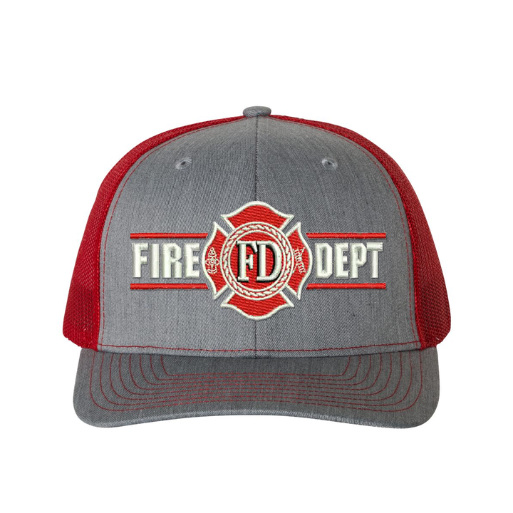 Black Maltese cross Fire Dept trucker cap