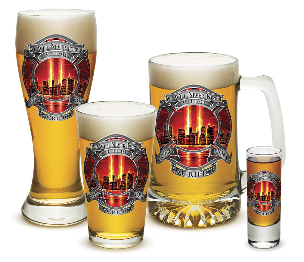 Red Tribute High Honor Firefighter Glassware Gift Set