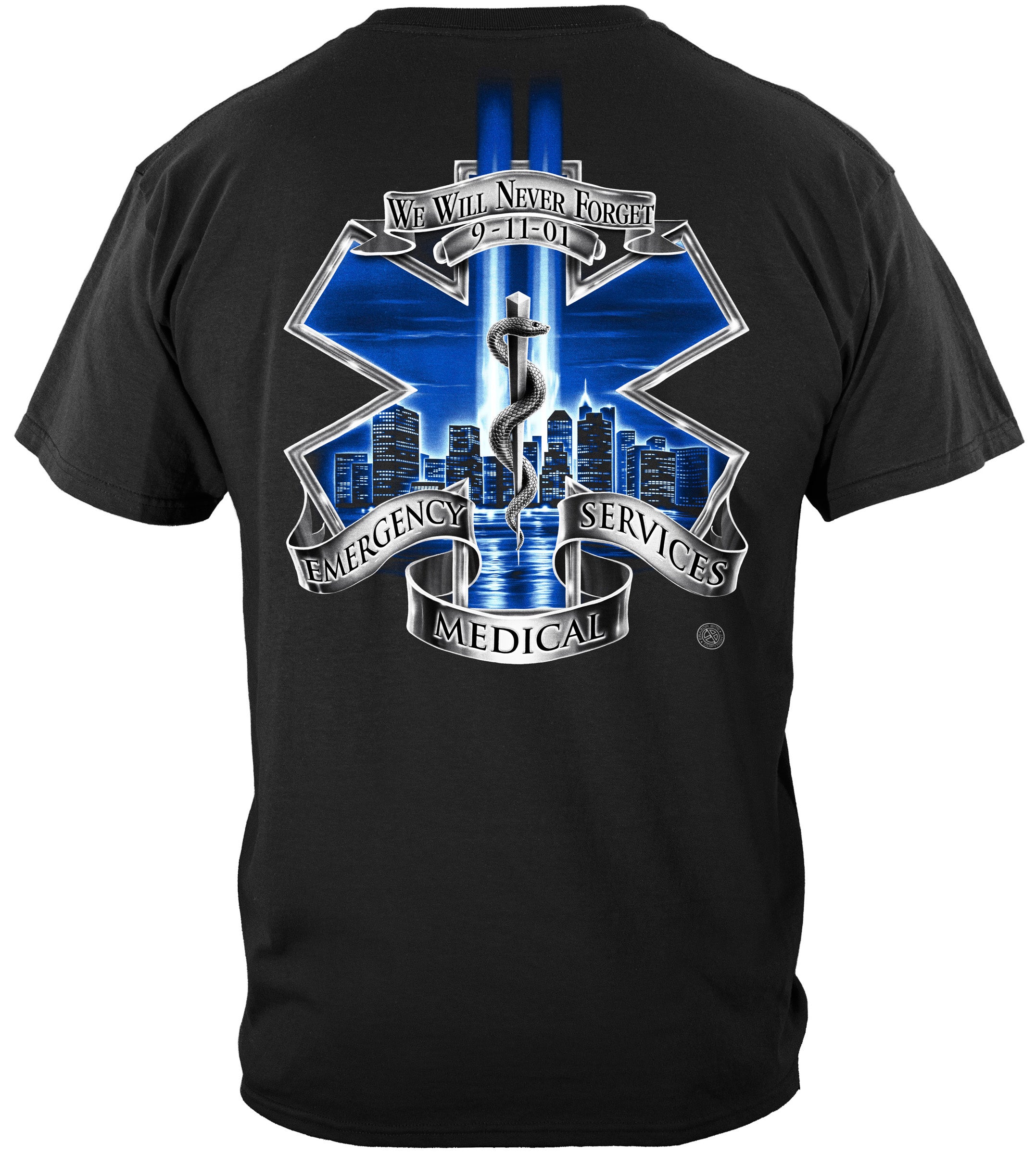 911 EMS Blue Skies We Will Never Forget T-Shirt | Firefighter.com