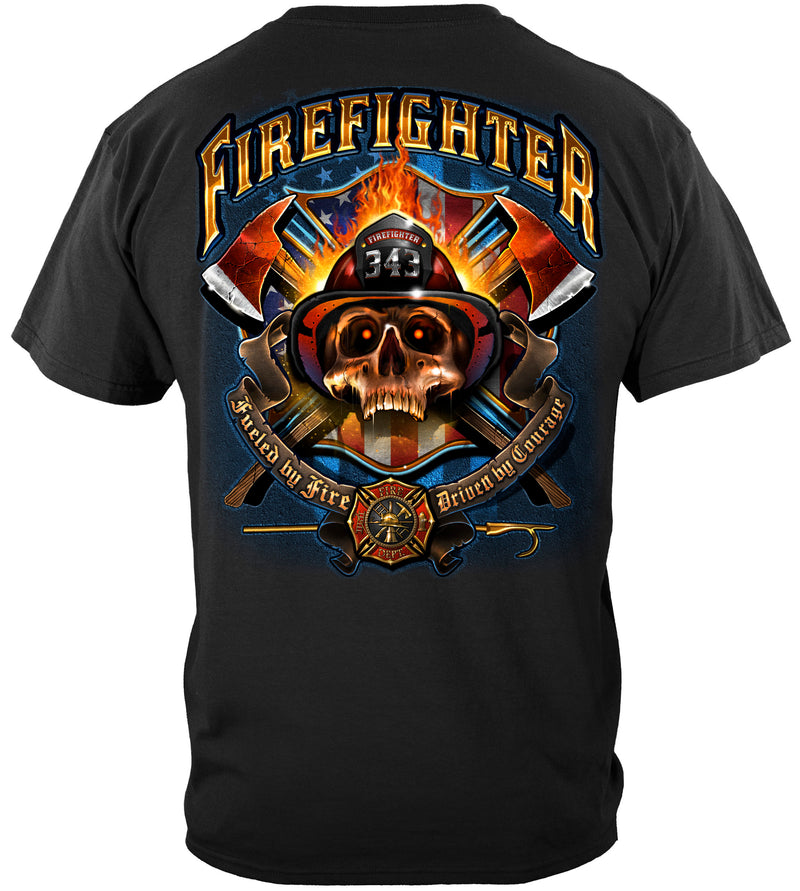 Fire fighter Patriotic patriot Skull T-Shirt