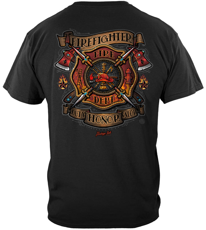 Firefighter Tattoo Vintage Ink T-SHIRT