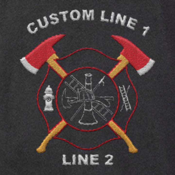 Custom job shirt with embroidered crossed axes design