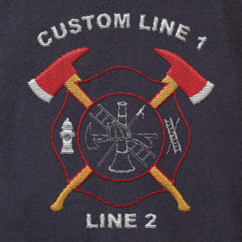 Customized Game 3/4 zip Navy Job Shirt with Crossed Axe Maltese Embroidery