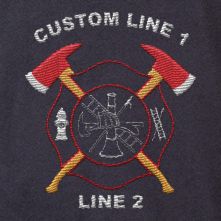 Customized Game 3/4 zip Navy Job Shirt with Crossed Axe Maltese Embroidery
