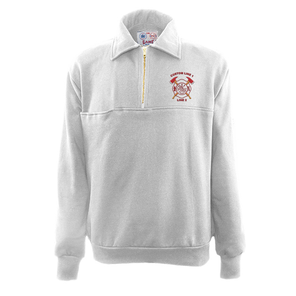 Customized Game 3/4 zip Job Shirt with Crossed Axe Firefighter Embroidery