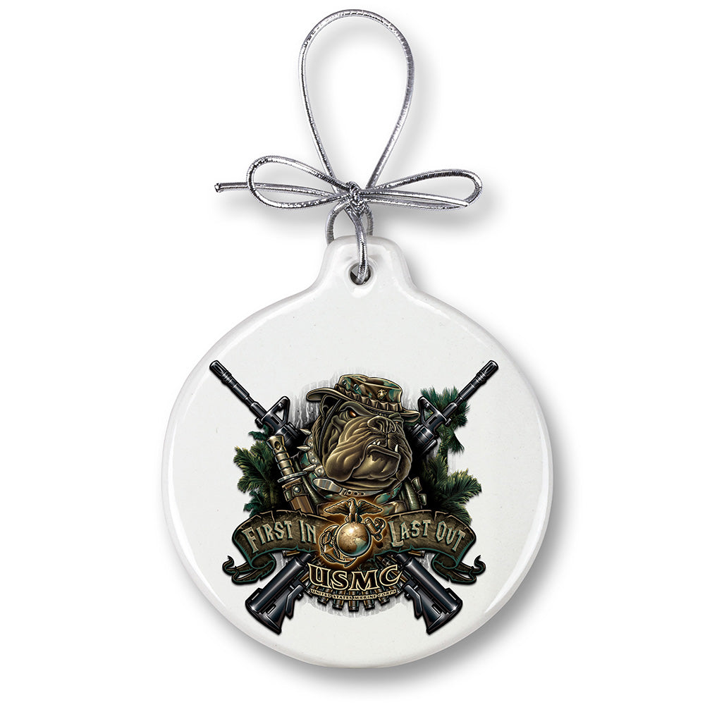 Marine devil dog First in last out Ornament