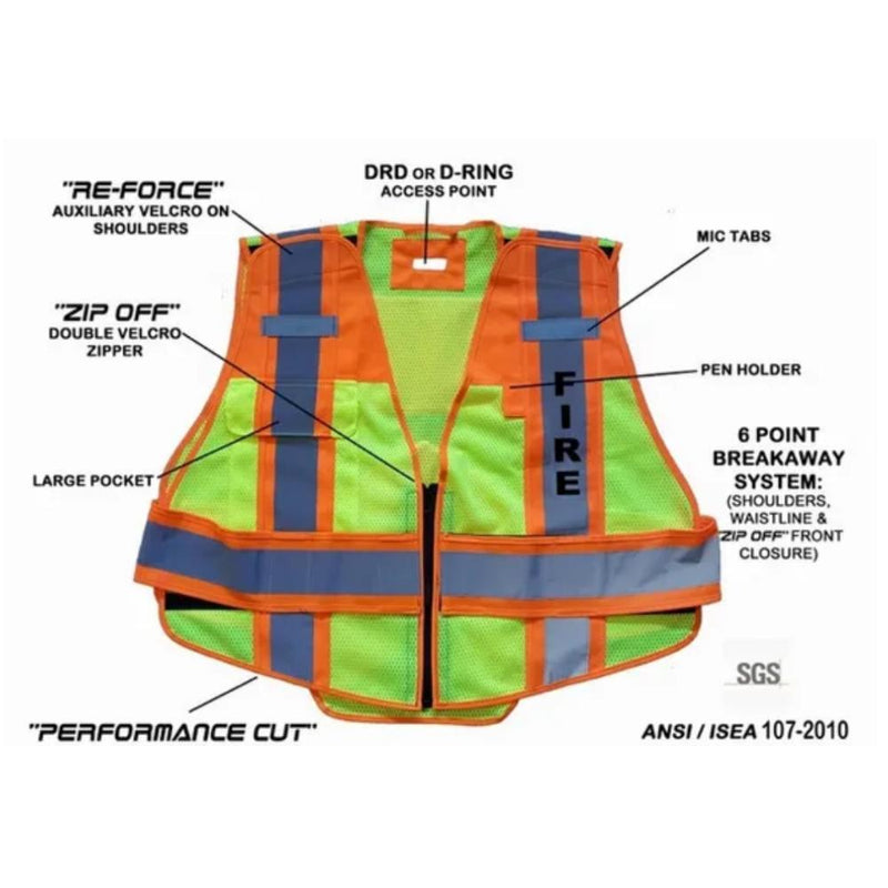 EMS UltraBright 6-Point Breakaway Public Safety Vest Orange