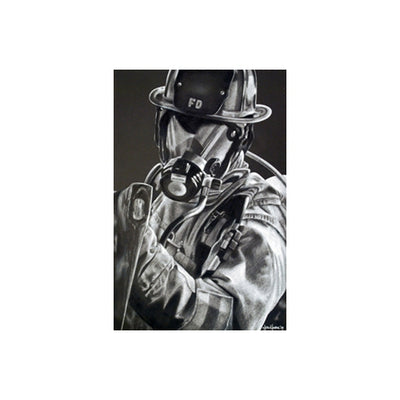 Black and White Firefighter Axe Print