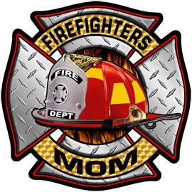 Firefighters Mom Diamond Plate Decal