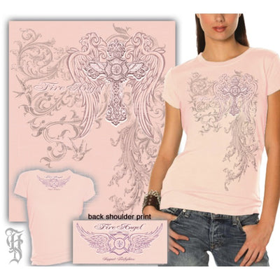 Pink Fire Angel Ladies T-shirt