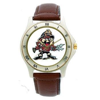 Firefighter Tasmanian Devil Leather Band Engravable Watch