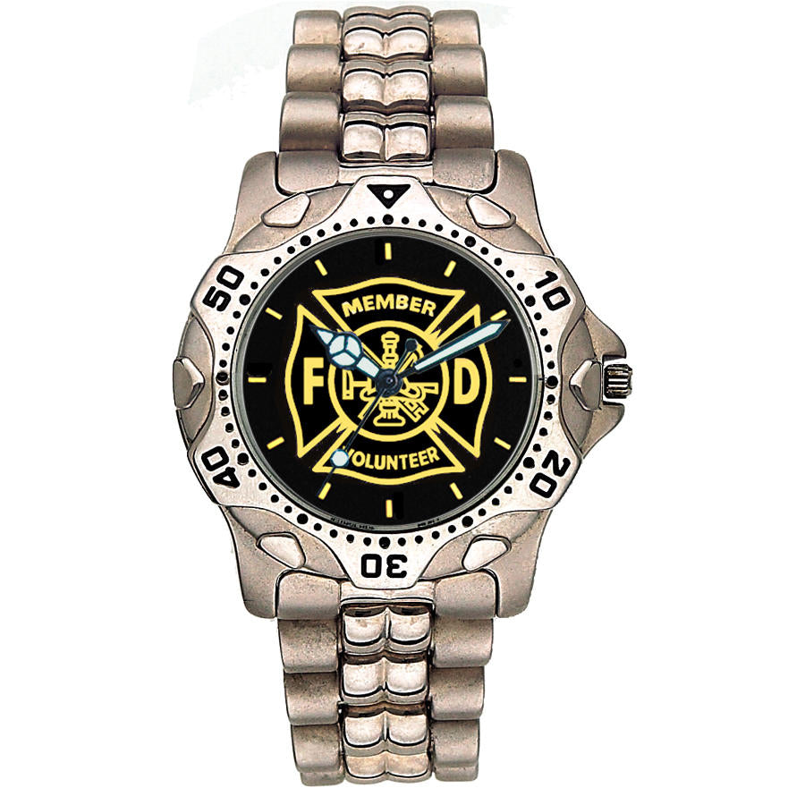 Volunteer Fire Dept Stainless Steel Medallion Watch