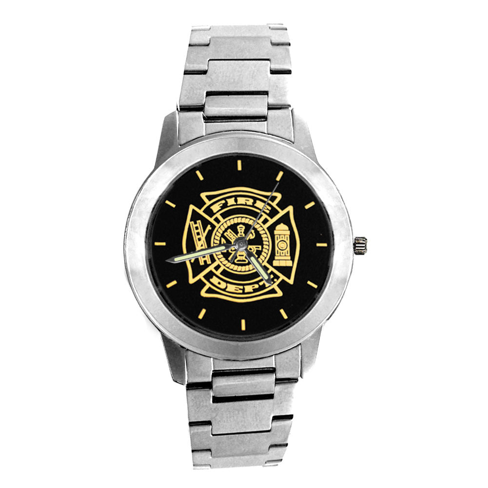 Fire Dept Medallion Engravable Watch | Firefighter.com