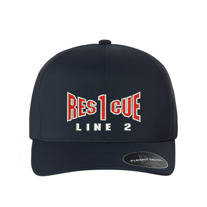 FlexFit hat featuring personalized Fire Rescue text for firefighters