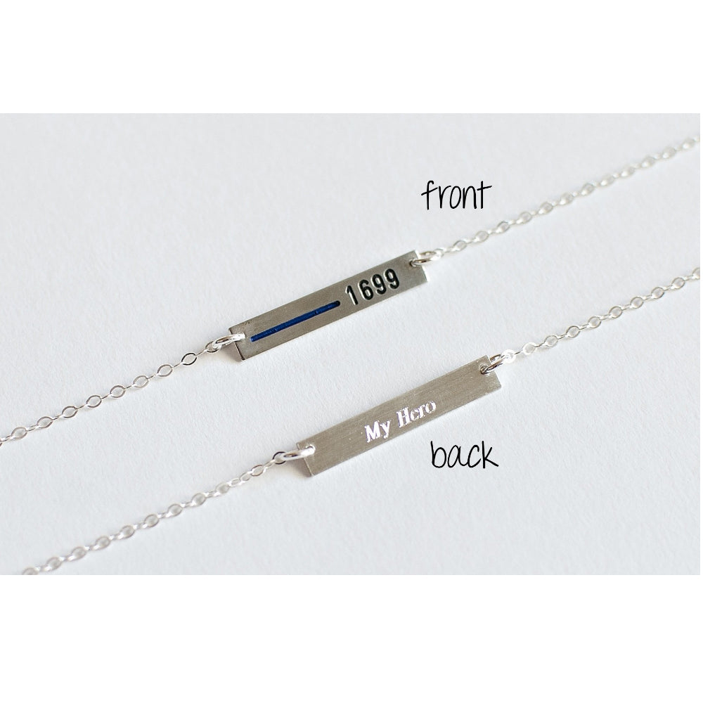 Firefighter Thin Red Line Necklace engraved on front and back