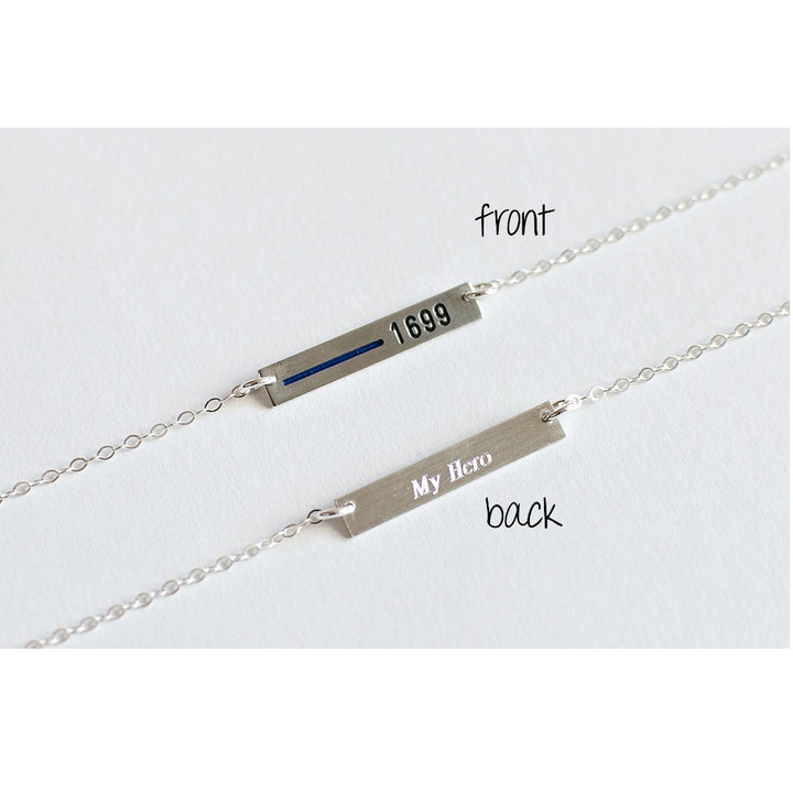 Firefighter Thin Red Line Necklace engraved on front and back