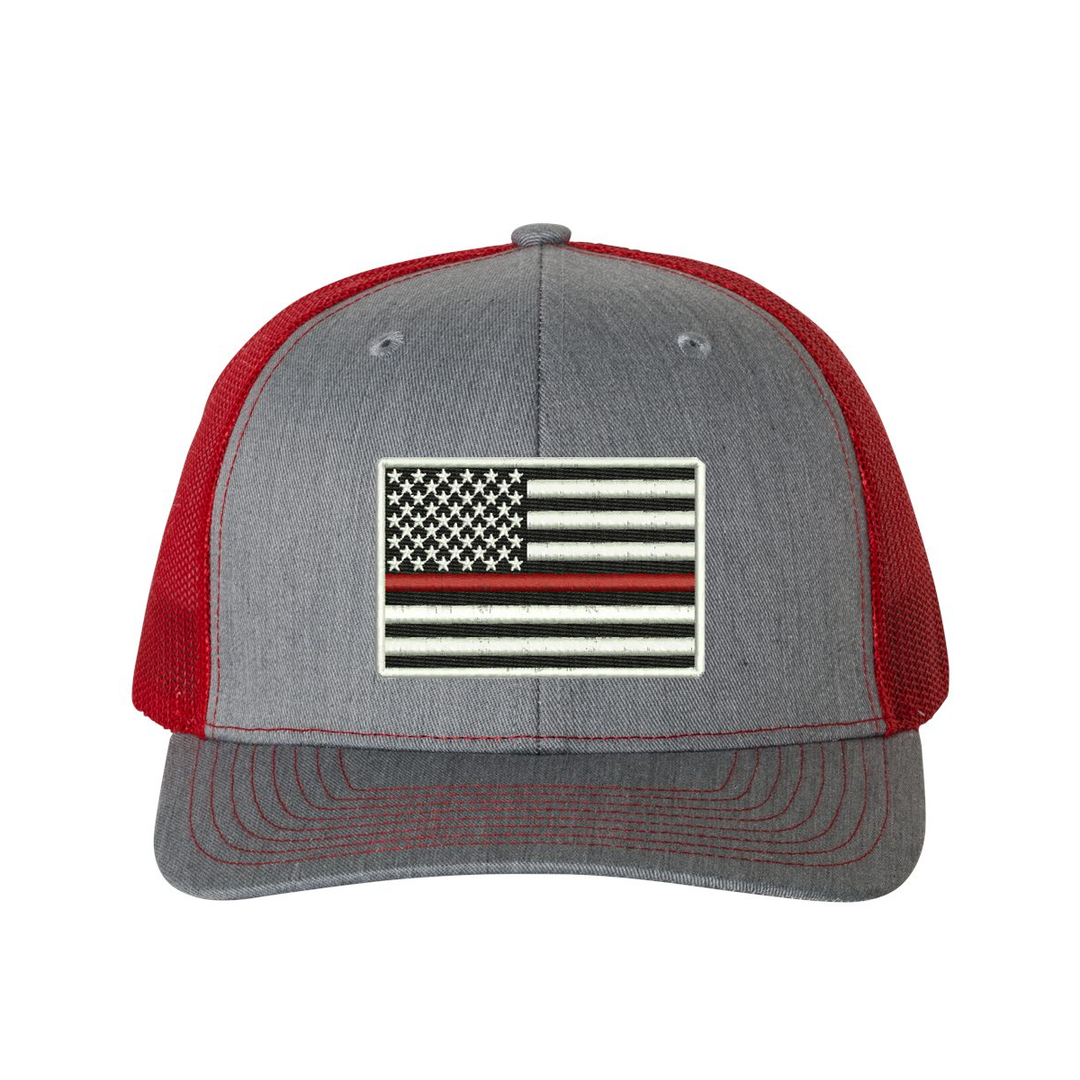 Adjustable snapback hat with Thin Red Line design
