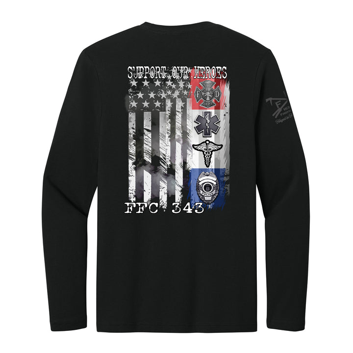 Support Our Heroes Black Long Sleeves Shirt  #color_black