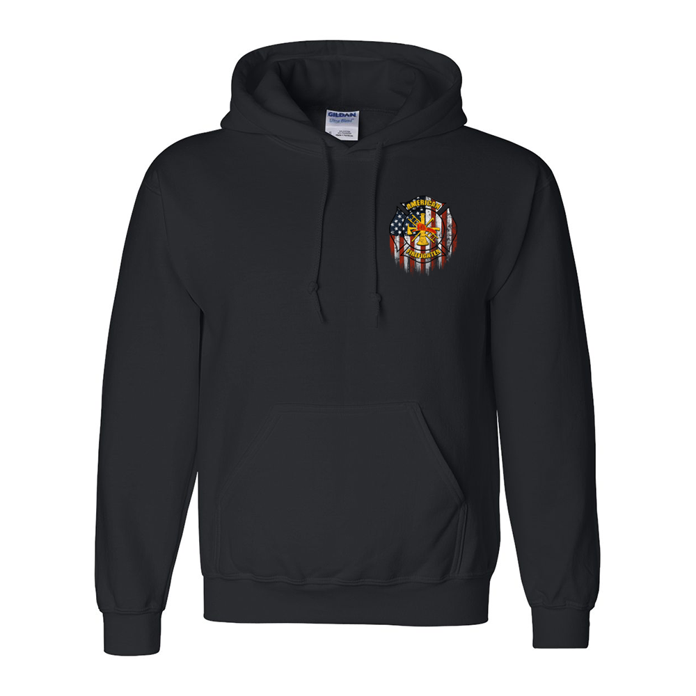 American Firefighter Premium Hoodie Front in Black