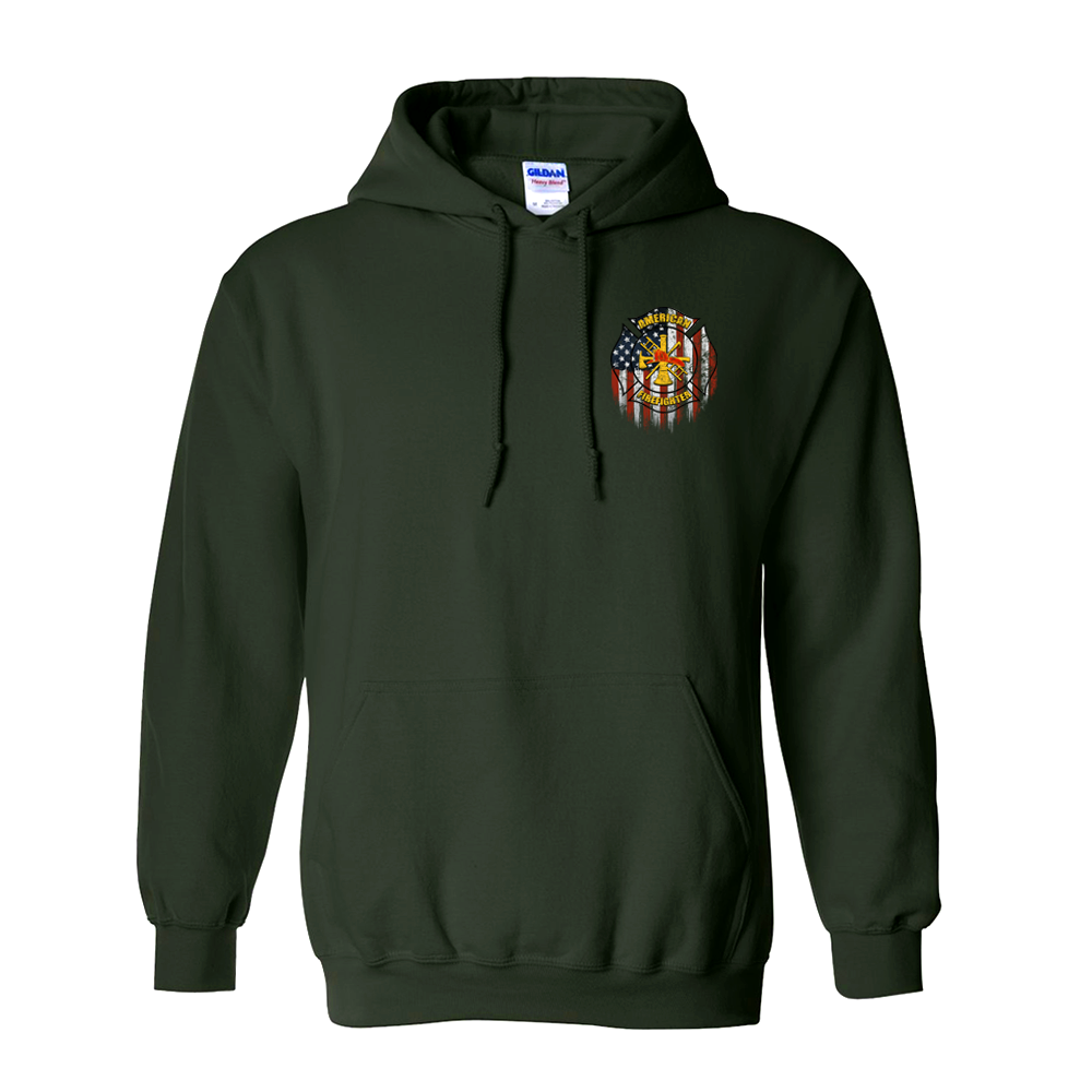 American Firefighter Premium Hoodie Front in Green