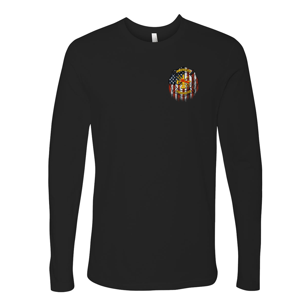 American Firefighter Premium Long Sleeve Shirt in Black Front Left Chest